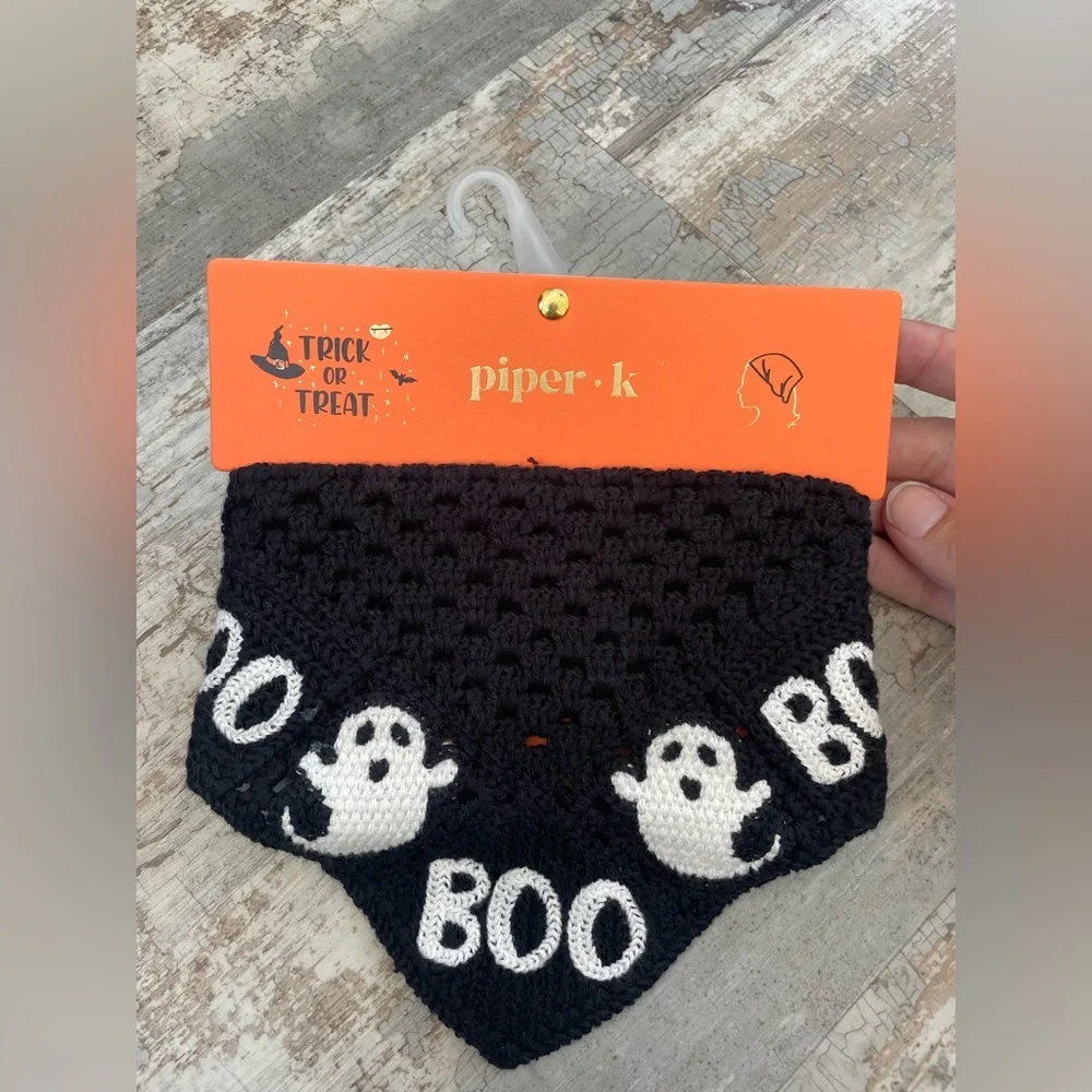 NWT Piper K Crochet Ghosts and Boo Halloween Head Bandana